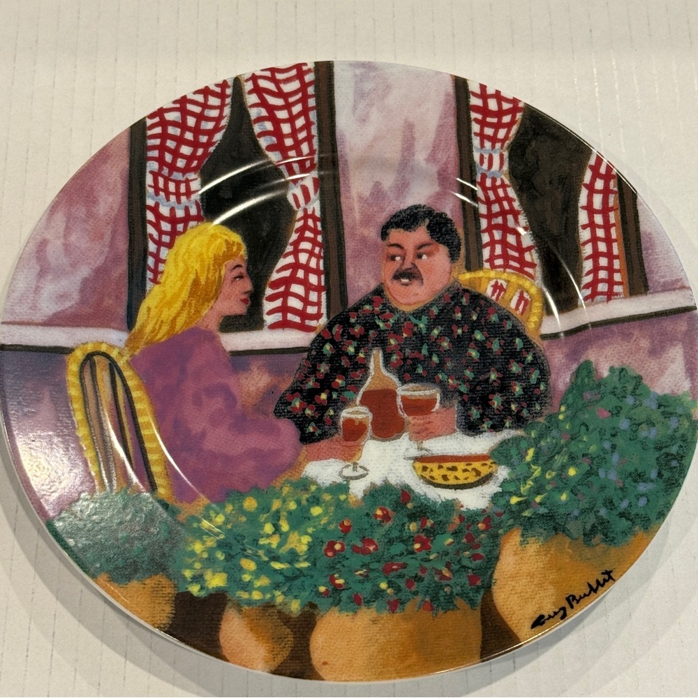 Guy Buffet “Le Dîner Romantique” 8” Plate 🌸🌸 French Bistro Couple Scene